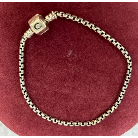 Chamilia Sterling Silver Box Chain Charm Bracelet EUC 8" #64171 - Picture 1 of 4